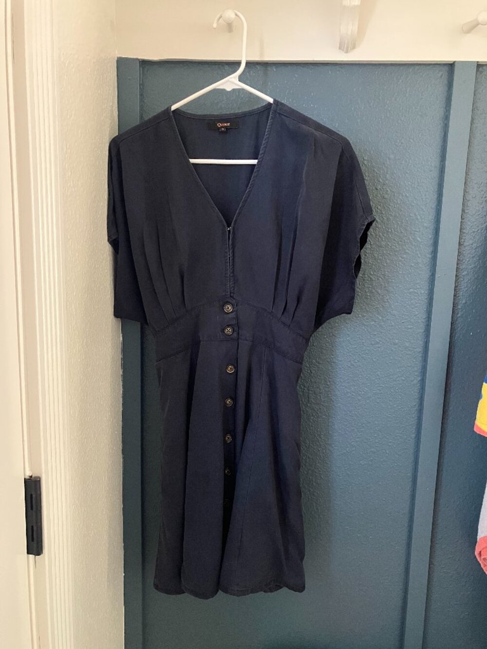 Quince Vintage Wash Tencel Button Front Dress Mini